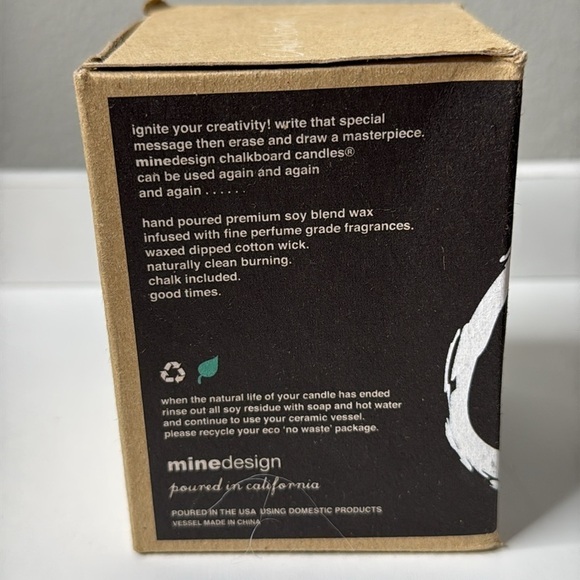 Mine Design Chalkboard Soy Message Ceramic Candle NWT - Picture 4 of 4